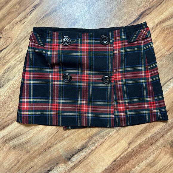 Gap Wool Blend Button-Front Plaid Mini Skirt size 6 - Picture 1 of 3